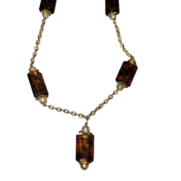 Elegant Gold and Brown Necklace - Picture 3 of 3